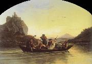 Adrian Ludwig Richter Crossing the Elbe at Aussig china oil painting reproduction